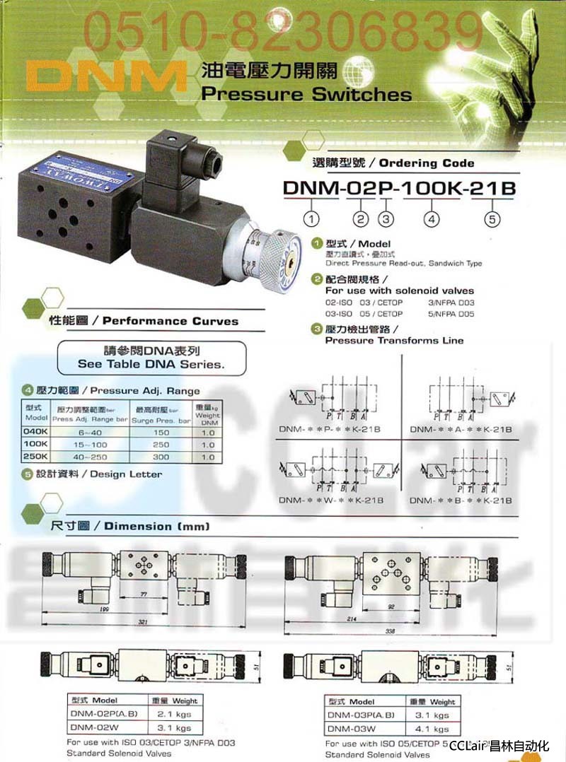 臺(tái)肯 油電壓力開關(guān)  DNM-02W-100K-06i DNM-02B-100K-06i DNM-03A-100K-06i