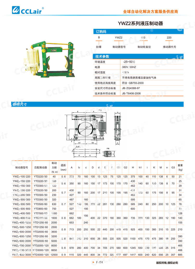 YWZ2系列液壓制動(dòng)器