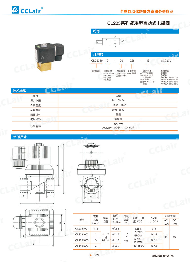 CL223系列緊湊型直動(dòng)式電磁閥