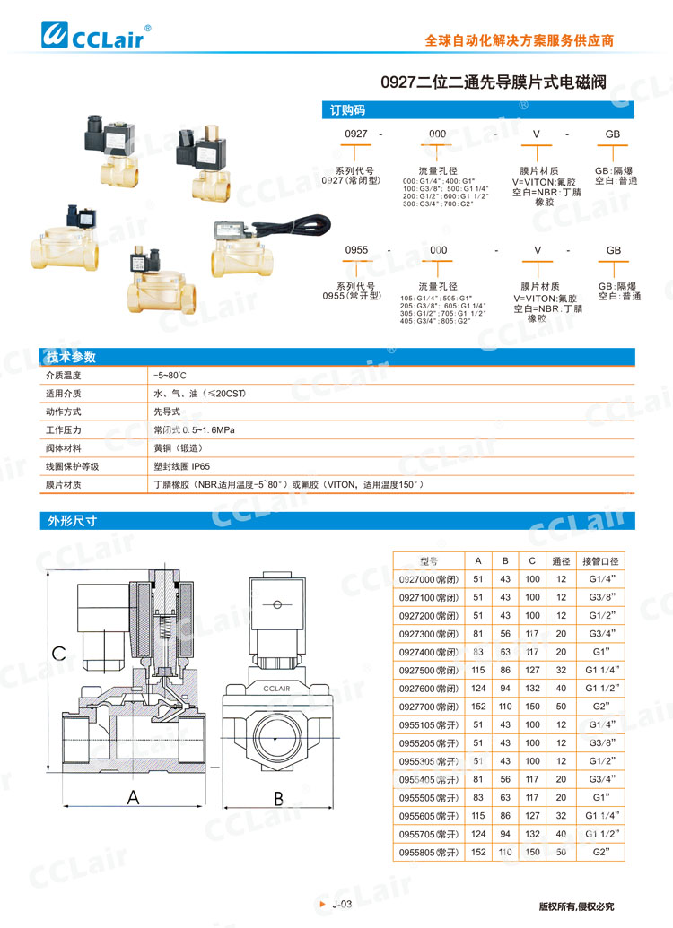 0927二位二通先導(dǎo)膜片式電磁閥