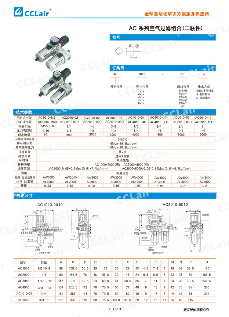 AC系列空氣過濾組合（二聯(lián)件）