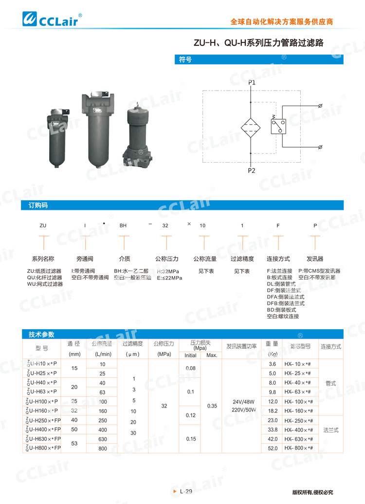 ZU-H、QU-H系列壓力管路過(guò)濾器-1